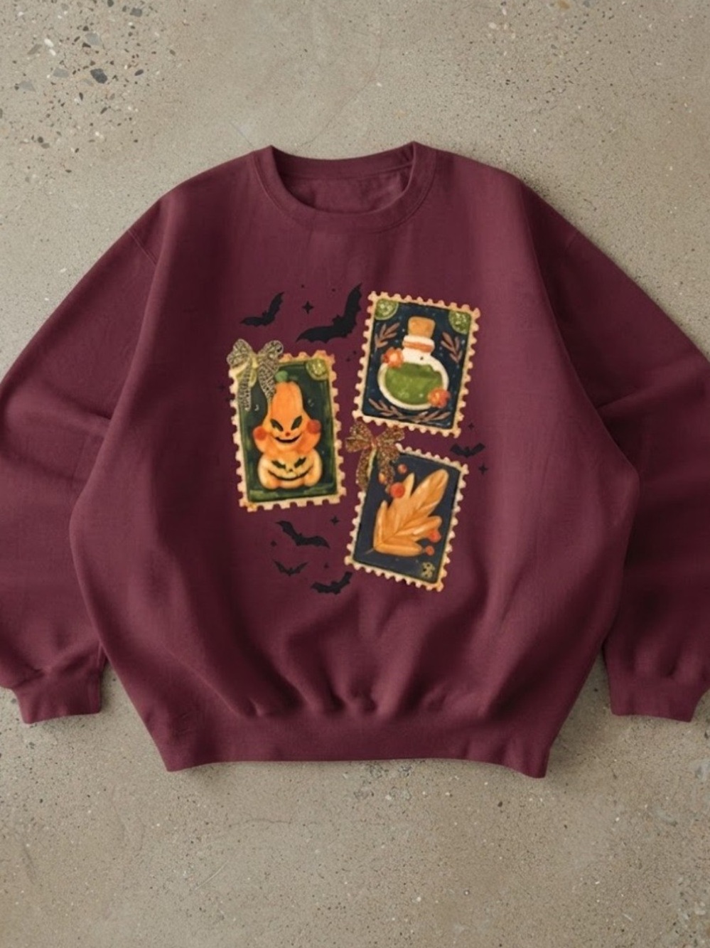 Halloween Postage Stamp Graphic Gildan Sweatshirt